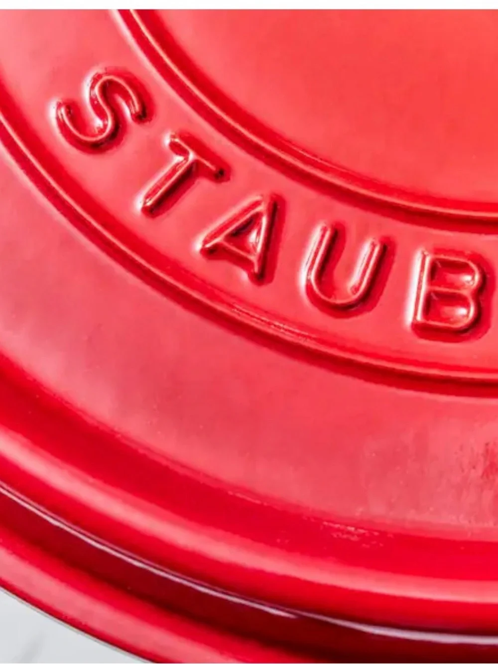 Staub Pink Red Enameled Cast Iron Cocotte with Silver Knob